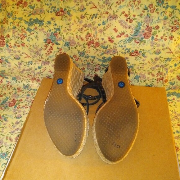 American Eagle Outfitters women shoes Black Espadrilles Wedge Heels strap Size 8 - Picture 7 of 7